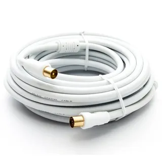 PremiumX 20m TV Antennenkabel IEC-Anschlusskabel Koaxial-Kabel mit Mantelstromfilter HDTV 4K - Weiß