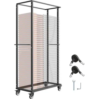 Vevor Stuhlkarre Klappbarer Stuhlständer, 227kg Tragkraft, Schwerlast-Stuhlwagen für 60 Stühle, Metall-Stuhlständer mit Lenkrollen & Feststellrädern, für Partyveranstaltungen, Hotels, Mattschwarz