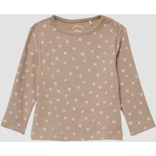 s.Oliver Geripptes Langarmshirt mit All-over-Print - braun - 92