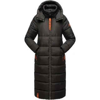 Navahoo Damen Wintermantel warmer Steppmantel mit Kapuze Kristallblume Black Gr. XL - XL