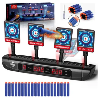 Lehoo Castle Zielscheibe für Nerf Pistole Zubehör, 4 Ziele/Spielmodi Elektrische Zielscheibe, Auto-Reset Digitale Ziele