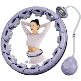 Hula Hoop mit Gewicht Kugel mit Zähler,15 Knoten Umfang (70-93cm),Smart Hula Hoop Reifen Erwachsene,Einstellbar Infinity Hoop für Das Fitnesstraining