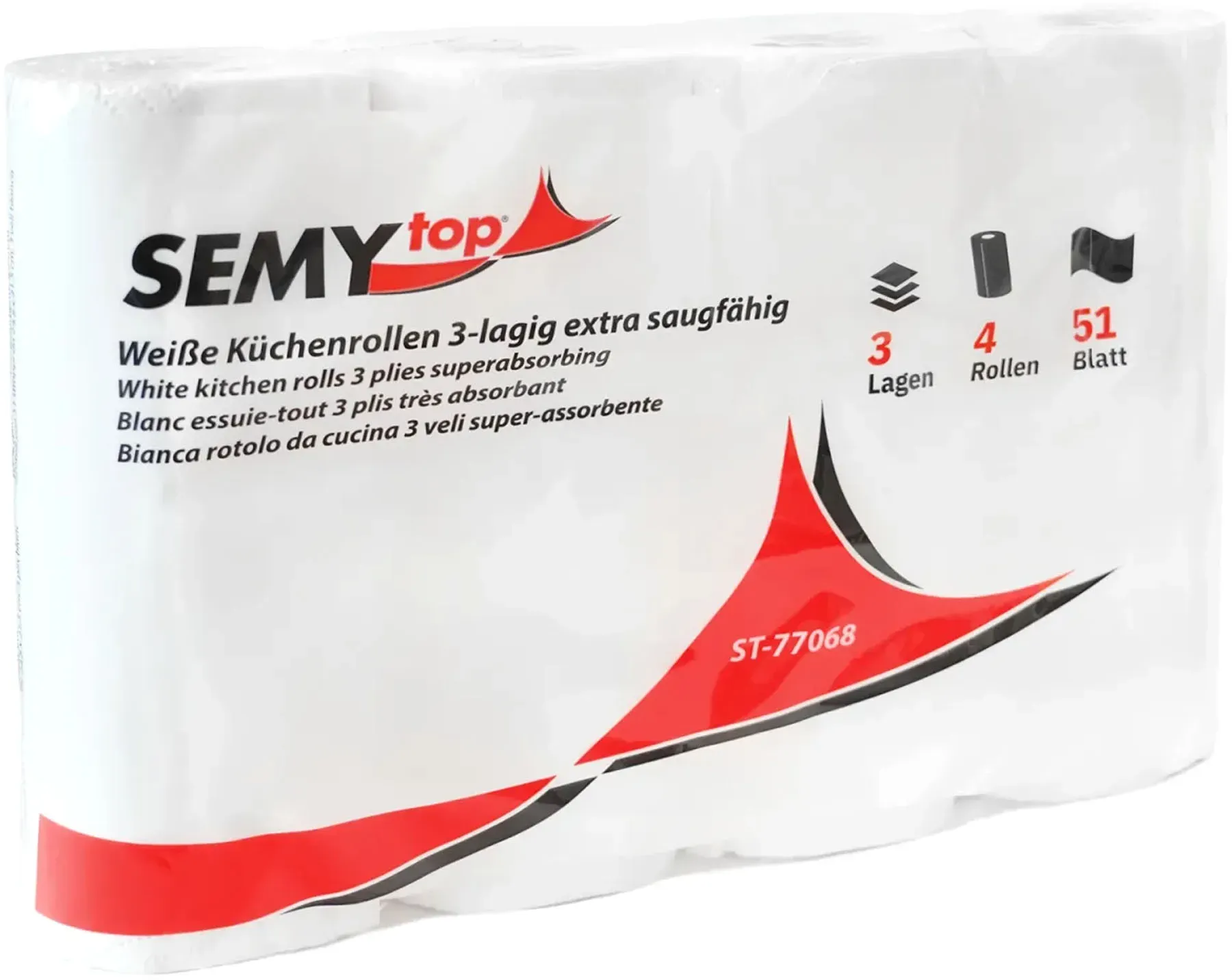 SEMYtop Küchenrolle Zellstoff 3-lagig weiß 1 Pack = 32 Rollen