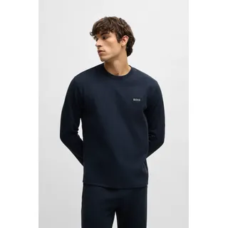 Boss Pyjamaoberteil "Waffle LS-Shirt", Herren, Gr. XXL, blau (dunkelblau 403), Obermaterial: 60% Baumwolle, 40% Polyester, casual, Rundhals, Langarm, Shirts