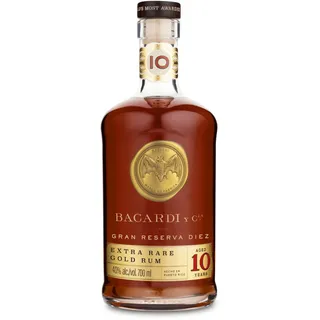 BACARDÍ Gran Reserva 10 Jahre alter Premium Caribbean Rum, 40% Vol., 70 cl/700 ml, im Eichenfass gereifter Karibik-Rum, 10 Jahre unter karibischer Sonne gelagert, ideal als Geschenk & für Cocktails