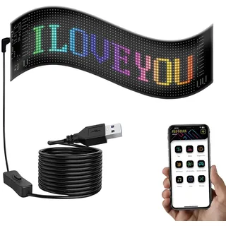 Luminea Programmierbare flexible LED-Anzeigetafel, 1.824 LEDs, 59 x 12 cm, App