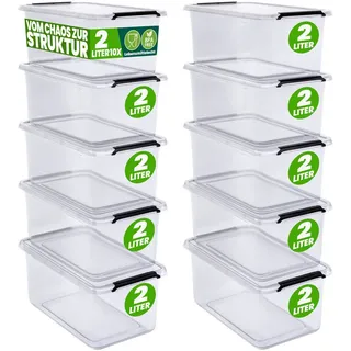 DEUBA Aufbewahrungsbox mit Deckel verschiedene Größen Box Kunststoff Kisten lebensmittelecht BPA frei klein Klickverschluss transparent stapelbar Küche