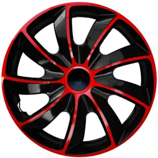 Luckyberg Radkappen 14 Zoll | Radzierblenden 4er-Set für die meisten Automarken und Stahlfelgen, Zierkappen in vielen Farben. Felgenabdeckung für Autofelgen. (14" - ROT/SCHWARZ)