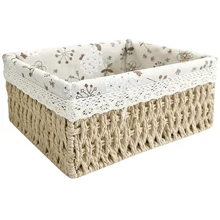 Pcscevcr Rattan-Aufbewahrungskorb, Weidenkörbe mit herausnehmbaren Einsätzen, Serviertabletts, Korb für Badezimmer, Küche, Zuhause, Schreibtisch, Regaldekoration (Beige, S)