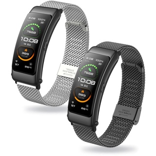 ZUREGO 2 Stück Ersatzarmband für Huawei Talkband B7/B6/B3, Edelstahl Metall Armband, Kompatibel mit Huawei Talkband B7/B6/B3, Schwarz, Bunt