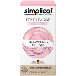 Heitmann simplicol Textilfarbe intensiv Strawberry-Cream | Einfaches Färben in der Waschmaschine | Flüssige Farbe & Fixierpulver | 1er Pack