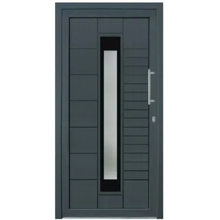 HORI® Haustür Kunststoff, aluminium, Komplettset konfigurieren, Hauseingangstür Modern I Farbe: grau (innen weiß) I DIN rechts I Modell: Stripe I 208 x 98 cm