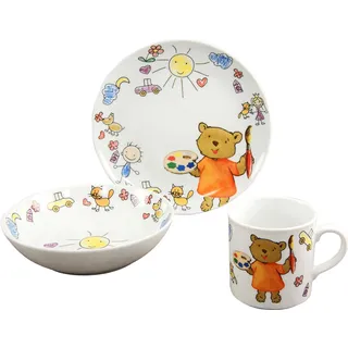 CreaTable 15027 Kindergeschirr-Set Teddy Kinderservice 3 tlg.,