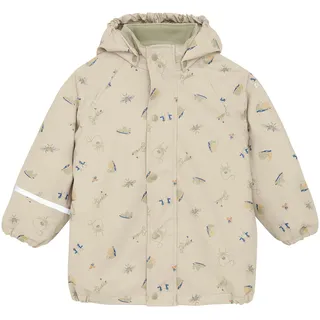 CeLaVi Regenjacke mit abnehmbarer Kapuze gefüttert Tiere, beige | mehrfarbig, 80
