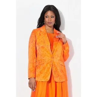 Ulla Popken Blusenblazer Satin-Blazer gemustert Reverskragen Langarm orange 42