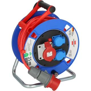Brennenstuhl Garant CEE 1 IP44 Kabeltrommel (25m Kabel in signalrot, aus Spezialkunststoff, Einsatz im Außenbereich, Made in Germany)