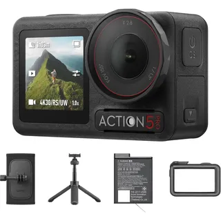 DJI Osmo Action 5 Pro Hiking Combo, Action-Kamera 4K mit revolutionärer Bildqualität, 1/1,3"-Sensor, OLED-Touchscreens, Mic Verbindung, Minikamera ideal für Wandern, Reisen, Vlog