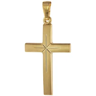 trendor Kreuzanhänger Kreuz- Gold 585 (14 Karat) 24 mm goldfarben
