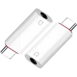 Powice 2X USB C auf Klinke,Adapter USB C auf Klinke,Adapter Klinke auf USB C,USB C auf Klinke 3 5 Adapter für iPhone 16/15 Samsung S24/S23 Huawei P40/Mate 50 und Andere Android Geräte Weiß