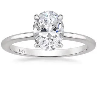 ROUGEMONT Verlobungsring Strahlender Moissanit Damen Ring Verlobung Geschenk 18K Gold, Echtschmuck silberfarben 6,5