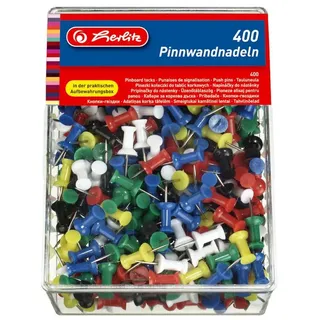 Herlitz Pinnadeln 8859142, Kopf aus Kunststoff, farbig sortiert, 400 Stück