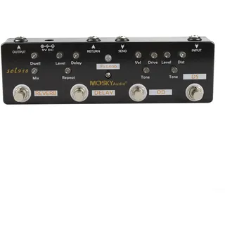 Lioaeust Mosky 5-in-1 Multi-Effekt-Pedal für Gitarre, Verzerrung, Verzögerung, Reverb, Overdrive, Loop, High-Gain-Distortion-Pedal