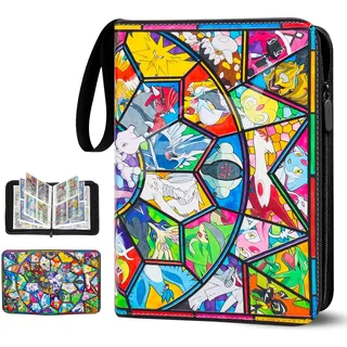 Sammelalbum für Pokemon Karten,400 Taschen Sammelkarten Album 50 Seiten Sammelmappe Karten Heft, Hochwertiges Tragbar Wasserdicht PU Sammelkartenalben Es ist das Geschenk für Kinder (CM400)