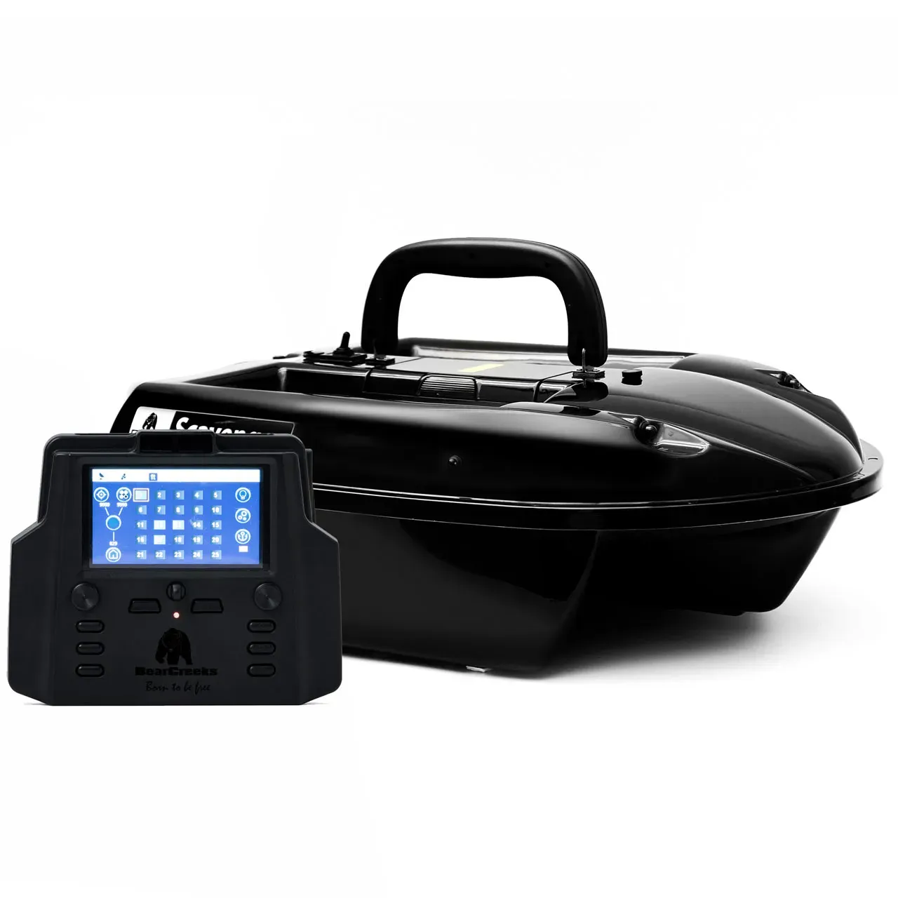 BearCreeks iPilot50 Karpfen Futterboot mit GPS Autopilot-System und optionalem Echolot Fishfinder - TOSLON TF520 Fischfinder - Schwarz