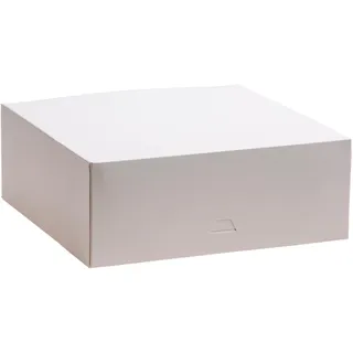 dekora - 50er Pack Tortenkartons 32 x 32 x 10 cm - Stabile Transportboxen für Torten, Kuchen, Muffins... - Einfach zu Montieren und Wiederverwendbar - Bio Karton aus Pflanzlichen Fasern - Weiß