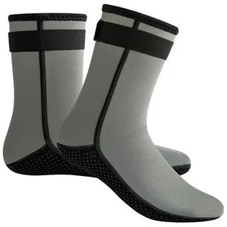 Refttenw Neoprensocken 3mm Neopren Tauchsocken,rutschfest, wasserdicht Klettverschluss-Design an den Sockenbündchen grau L