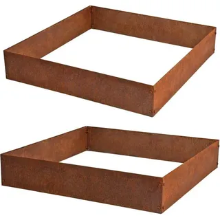 Estexo Beeteinfassung Beetumrandung Quadrat 2er Set Edel-Rost Hochbeet Cortenstahl