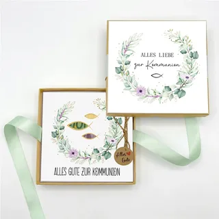 Kommunion Geschenke für Mädchen Junge, Geldgeschenk Kommunion Verpackung mit Geschenkbox Kommunionskarte, Erstkommunion Geschenke Kommunionsgeschenke Junge