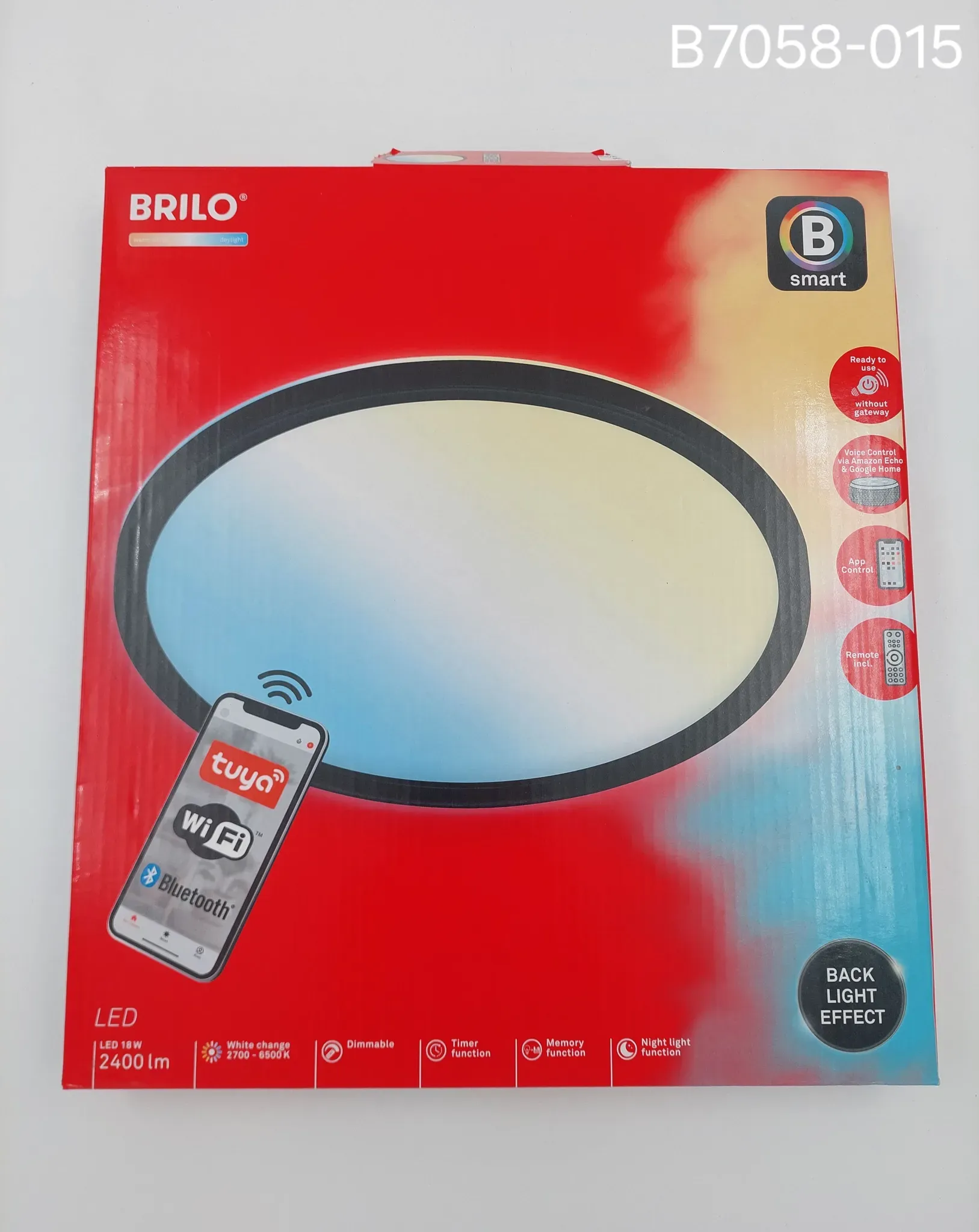 Briloner Smart Home LED Deckenleuchte schwarz 18W CCT Warm-Tageslichtweiß Back l...