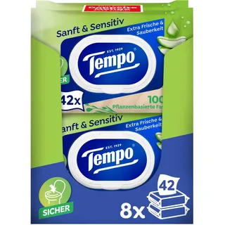 Tempo ''Sanft & Sensitiv'' feuchtes Toilettenpapier, dermatologisch getestet, pH-hautneutral