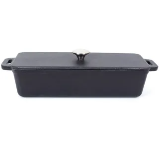 Echtwerk Brotback/Auflaufform aus Gusseisen, Bräter mit Deckel, Kastenform, Emaille-Beschichtung, Für Backöfen,Grill,BBQ Induktion,1,5 L,Ø 28,2 x 12,cm,EW-GE-1501, Schwarz