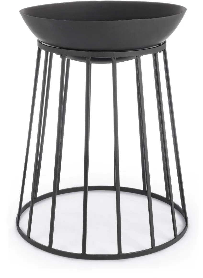 Feuerschale Fuoco aus hitzebeständigem Stahl, modern, pulverbeschichtet, schwarz, für stilvolle Outdoor-Abende