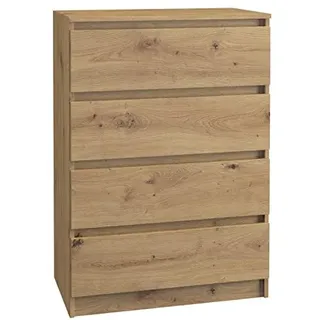 CDF Kommode Malwa M4 | Farbe: Eiche Artisan | Schrank für Dokumente, Kleinigkeiten | Ideal für Wohnzimmer, Schlafzimmer, Kinderzimmer, Jugendzimmer und Büro | 4 geräumige Schubladen