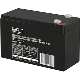 EMOS Wartungsfreier Bleiakku 12V, 7 Ah, Faston 4,7 mm, Bleiakkumulator für Gefahrmeldeanlagen, Alarmsysteme, USV, Aufzüge, B9691