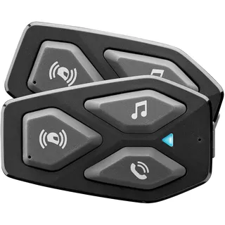 INTERPHONE UCOM3 - Doppelpack - Bluetooth 5.1 Motorrad-Gegensprechanlage für Motorradhelme, 32-mm-Kopfhörer, Motorradnutzung, Entfernung 500 m, Autonomie 10 Stunden, Musik, GPS, wasserdicht IP67
