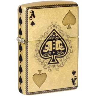 Zippo Ace of Skulls Design 540 Feuerzeug aus getrommeltem Messing