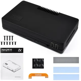 Waveshare Argon ONE V5 Case for Raspberry Pi 5, Dual M.2 NVMe PCIe Slots, Aluminum Alloy Case, Built-in Cooling Fan, Compatible with Standard Raspberry Pi Hats