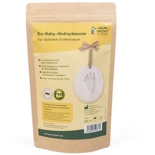 Grünspecht Bio-Baby-Abdruckmasse, Baby Handabdruck & Fußabdruck, aus zertifizierter Bio-Kartoffelstärke, Geschenk Geburt, 1 Dose (677-00)