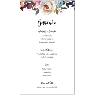 10 Menükarten Hochzeit zum Bedrucken Getränkekarten Tischdeko Hochzeit Platzkarten (Boho Hochzeit)