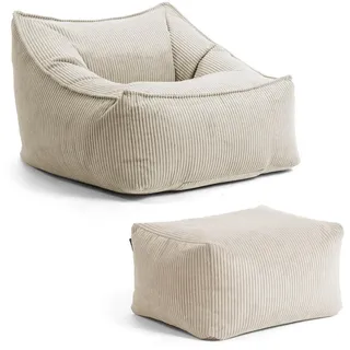 mokebo Sitzsack Beige, 73x60x138 cm, Oeko-Tex®, Wohnzimmer, Hocker, Sitzsäcke, XXL Sitzsäcke