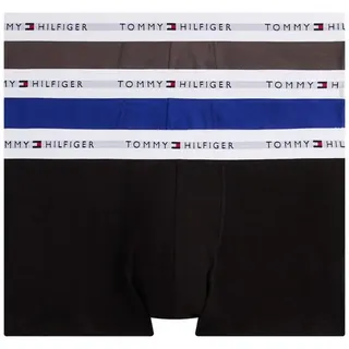 Tommy Hilfiger Herren 3er Pack Boxershorts Trunks mit Logobund, Mehrfarbig (Blk/Drk Ash/WDG Blu), S-M