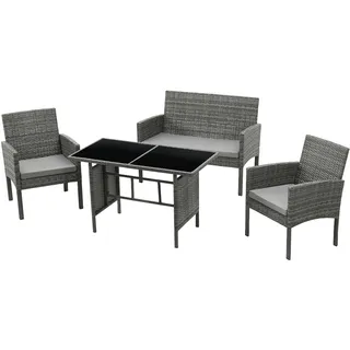 Svita BROOKLYN XL Rattan-Essgruppe grau
