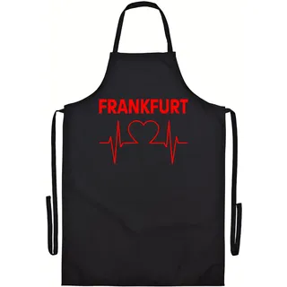 multifanshop Grillschürze - Frankfurt - Herzschlag - Druck rot - Schürze