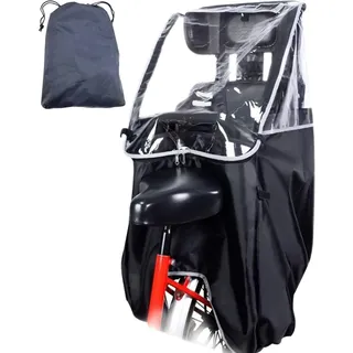 Kids Bike Sitzbedeckung Fahrradsitz Regen Cover Kids Bike Sitzabdeckung atmungsaktives wasserdichtes transparentes Fahrradsitz Regenabdeckung mit Kopfstützengurt Reißverschluss Kordelschnüre Befestig