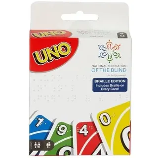 UNO Braille Family Card Game for Blind and Low Vision Players, with 112 Card Deck and Instructions Makes a Great Gift for Kids Ages 7 Years and Older