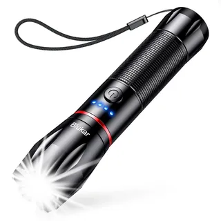 Blukar LED Taschenlampe Aufladbar, Extrem Helle Zoombares Taschenlampen mit 5 Lichtmodi und Langer Betriebsdauer, IPX6 Wasserdichte Handlampe für Camping, Wandern, Angeln, Outdoor, Notfäll